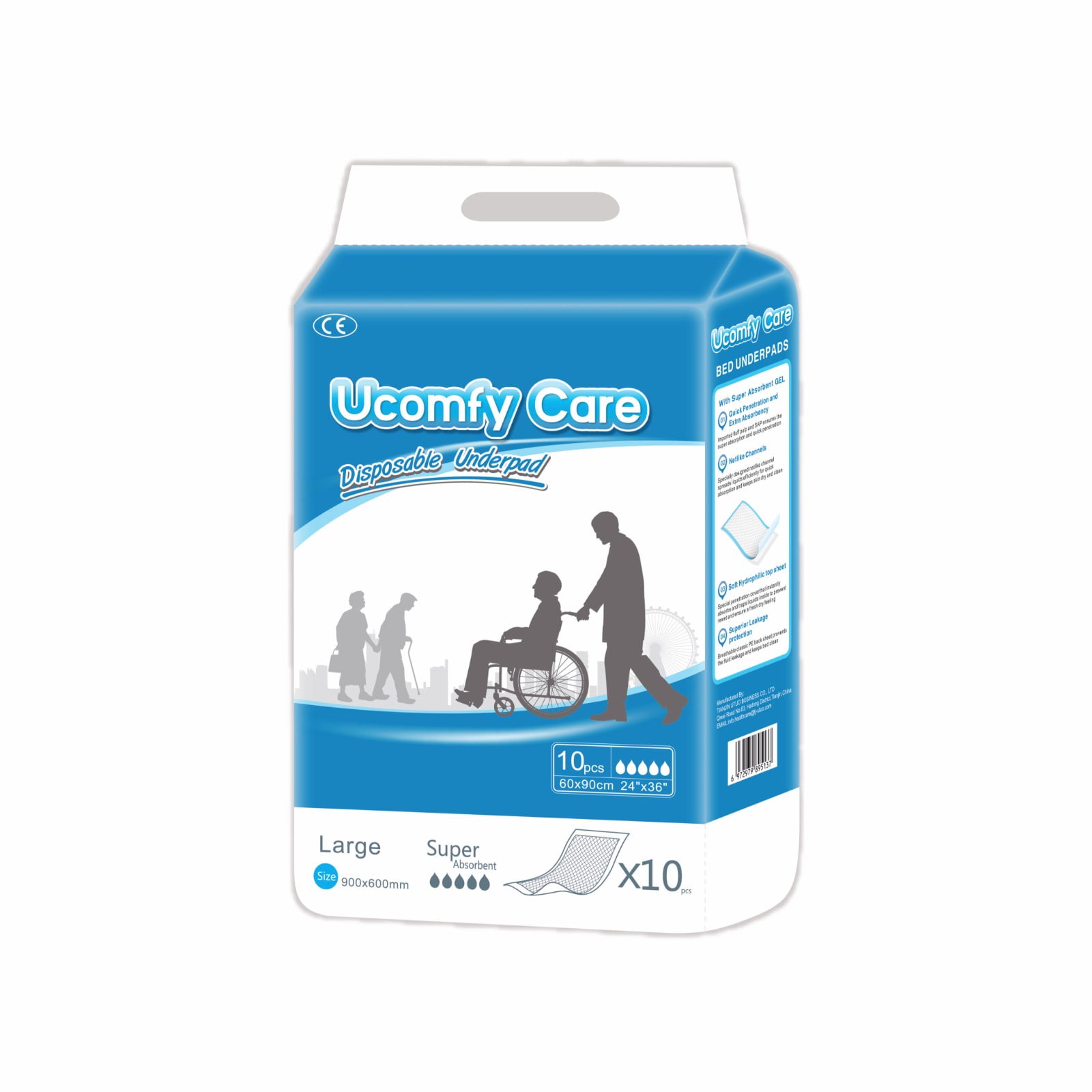Ucomfy Care - Sabanilla Adulto Protector De Cama 90x60 10un Con Adhesivo