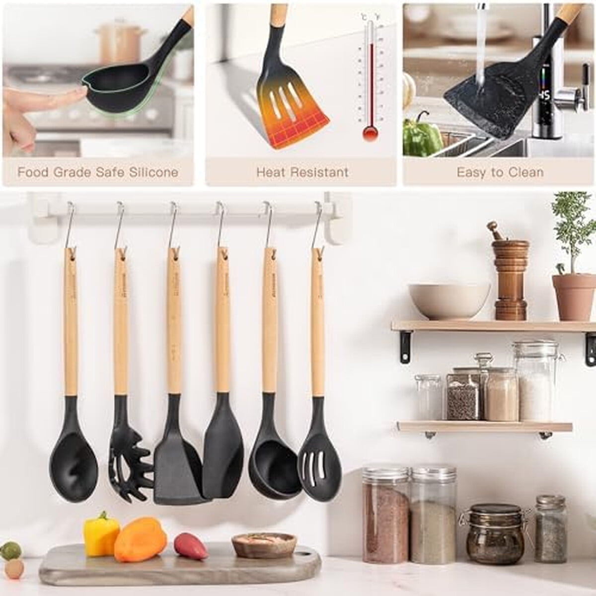 Set Utensilios Cocina 39 Piezas Astercook Silicona Resistente
