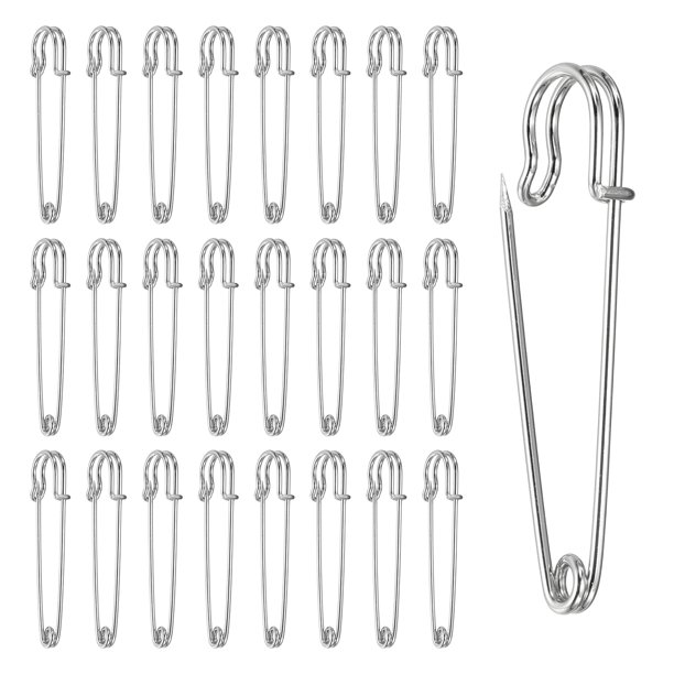 Uxcell 50 Pcs Alfileres de Seguridad Grandes 2"x 0.4" Broches de Aleación para Ropa de Costura Blanco