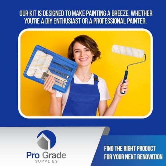 Kit Rodillo Pintura Pro Grade 10 Piezas Microfibra 9 Pulgadas