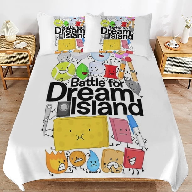 x282 Battle for Dream Island BFDI Bed Duvet Cover Microfiber Bedding Sets 3D Printed Lightweight 3 Piece Comforter Sets, 1 Duvet Cover And 2 Pillow Shams for Kids Boys Girls 79"x90" jn282