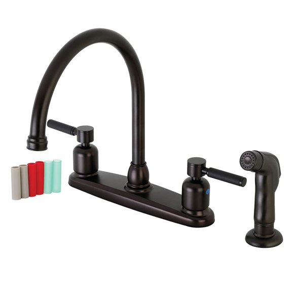 Grifo de cocina Kingston Brass Kaiser de 8 pulgadas, de centro, con rociador
