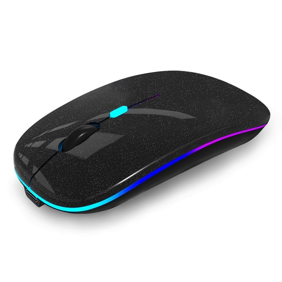 Mouse inalámbrico WREANU de doble modo, recargable, LED, negro