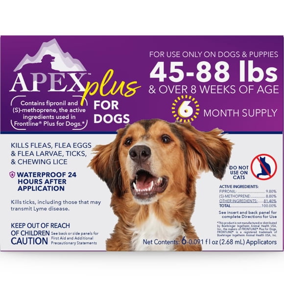 Apex Animal Health – Prevención de Pulgas y Garrapatas para Perros Grandes (45‑88 lb) – 6 meses