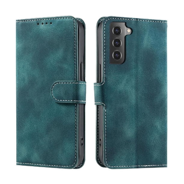 Funda Cartera para Samsung Galaxy S22 Plus Tapa con Ranuras, Soporte y Correa Verde