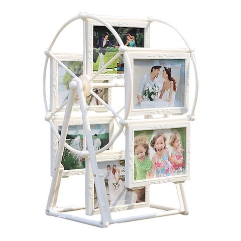 Genérico - Rueda Porta Retrato Giratorio 12 Fotos Blanco Decoración