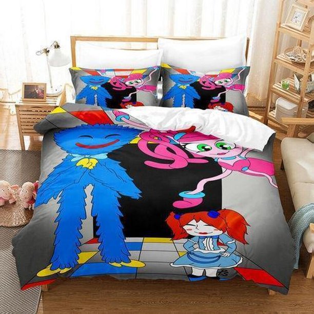 Sundrop FNAF Cartoon Print Quilt Duvet Cover Set Bed Linen Double3-Piece Bedding Set