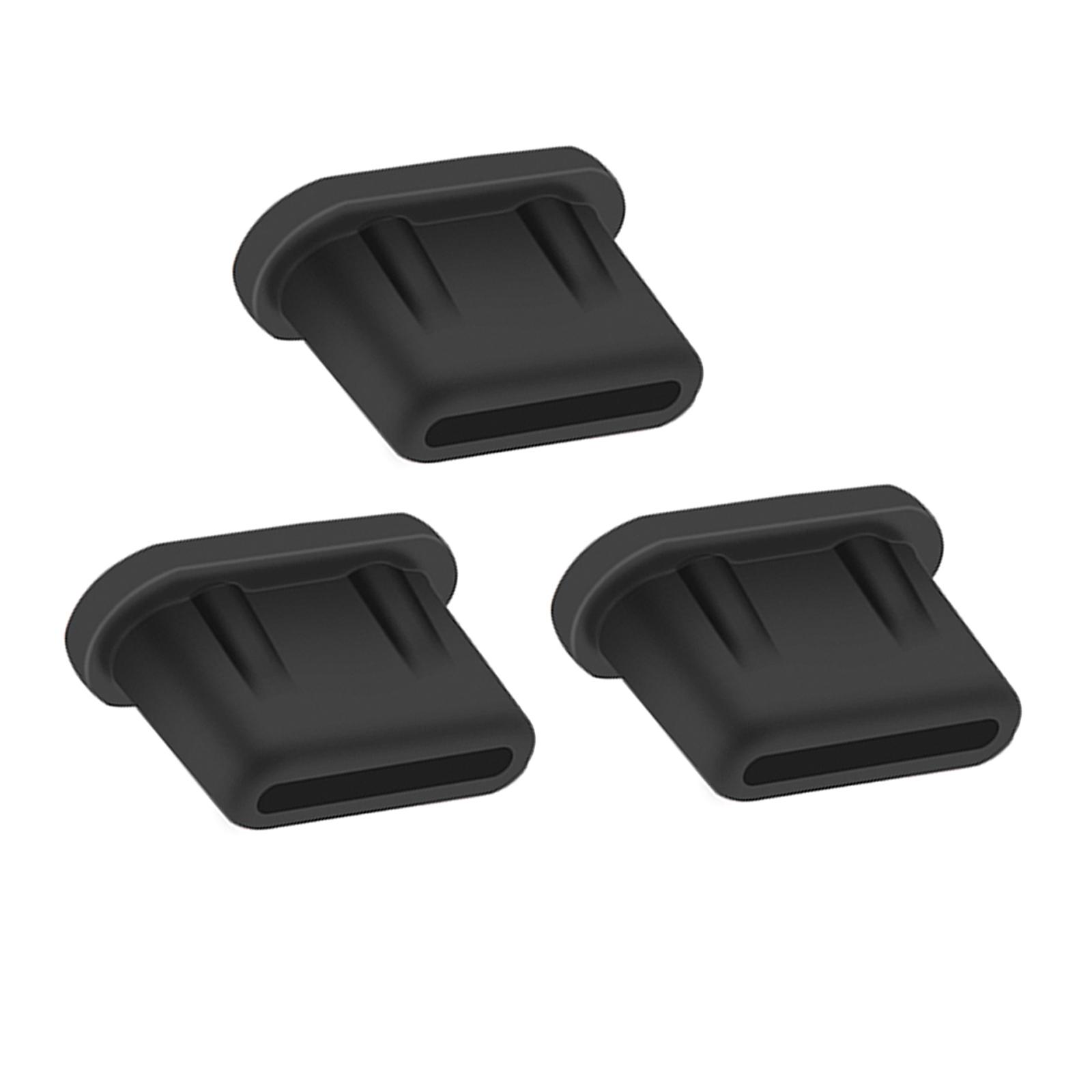 Magideal - Cubierta De Puerto De Carga De 3 Uds, Enchufe De Polvo Micro Usb, Enchufe De Polvo De Silicona, Enchufe De Polvo De Interfaz De Carga De Controlador Negro