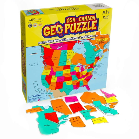 Rompecabezas GeoToys GeoPuzzle USA Canada 69 piezas 6-9 años