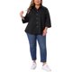 thumbnail image 2 of Agnes Orinda Camisas de Botones con Cuello y Pliegues de Manga 3/4 para Mujer de Talla Grande para Escuela y Universidad Blusas Sólidas de Negocios 4X Negro, 2 of 6
