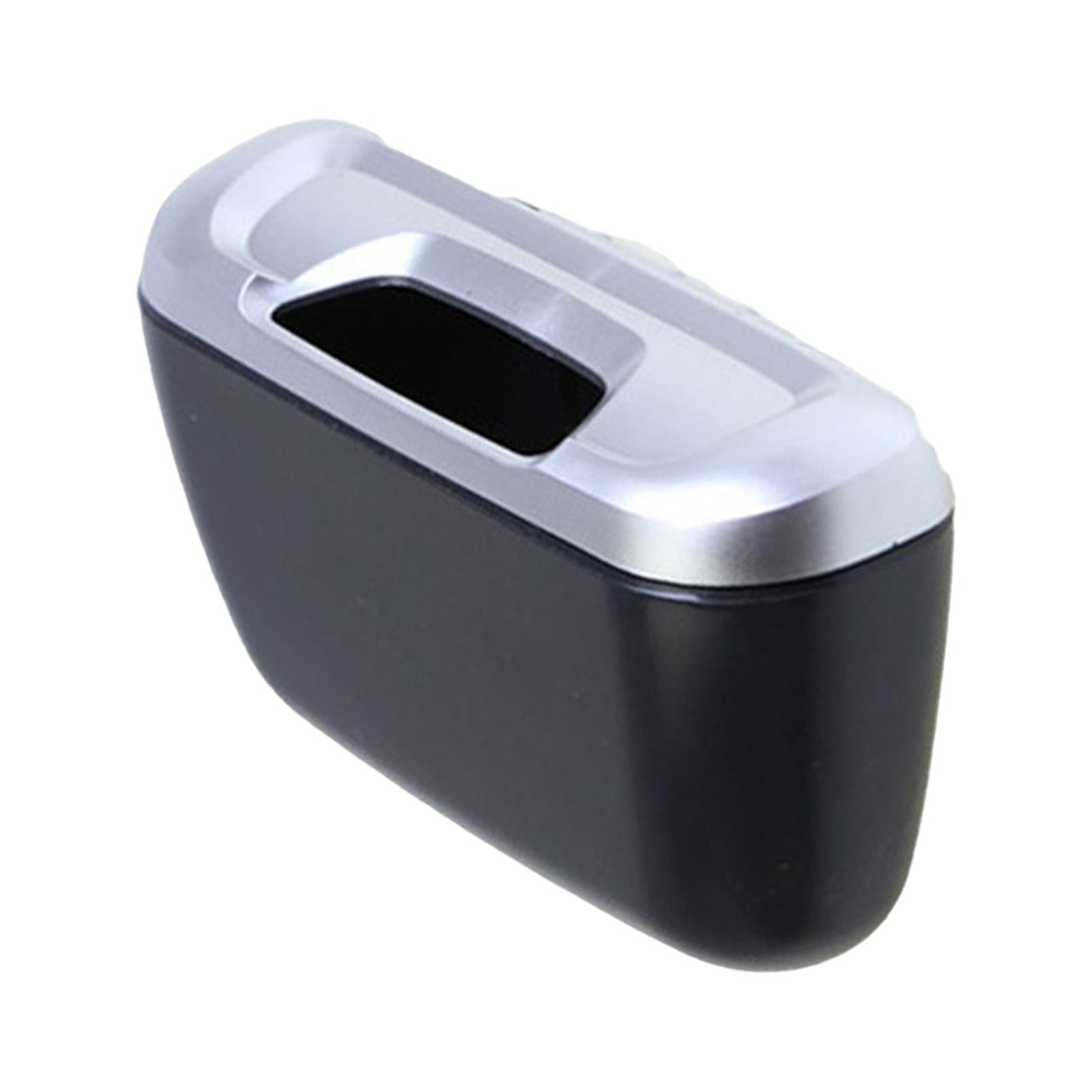 Magideal - Bote De Basura Para Coche Con Tapa, Organizador De Basura Para Puerta Lateral Colgante, Caja Antipolvo, Cubo De Basura Multifunción, Cubo De Basura Plata