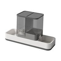 Magideal - Juego De Dispensador De Agua Y Comida 2 En 1, Alimentador Automático Integrado Extraíble Y Dispensador De Agua Para Cachorros, Chinchillas Y Gatitos , Gris
