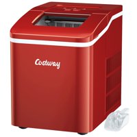 Máquina De Hielo Para Encimera Costway, 26 Libras/24 Horas, Autolimpiante, Roja