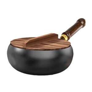 Bothyi - Wok Antiadherente Con Mango De Madera Y Sin Revestimiento Para Uso Doméstico Y Restaurante.