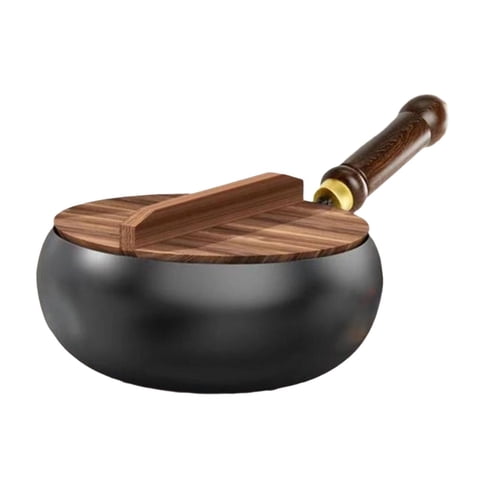 Bothyi - Wok Antiadherente Con Mango De Madera Y Sin Revestimiento Para Uso Doméstico Y Restaurante.