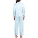 thumbnail image 3 of INSPIRE CHIC Conjunto de Pijama de Satén para Mujer con Manga Larga, Cuello con Muesca, Camisa Abotonada y Pantalones con Encaje Calado para Ocasiones Nupciales Grande Azul, 3 of 6