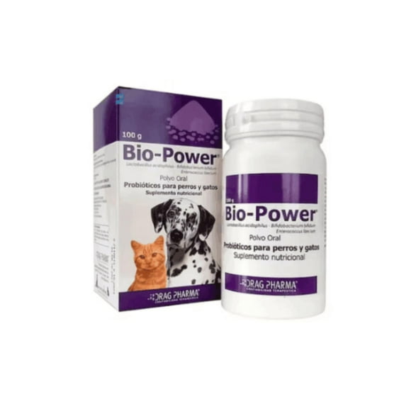 Bio Power probiótico 100 g mascotas | flora intestinal blanco
