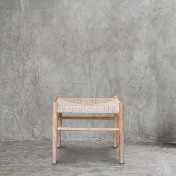 Banqueta Sofia Comedor Madera Maciza y Trenzado Natural 50 cm