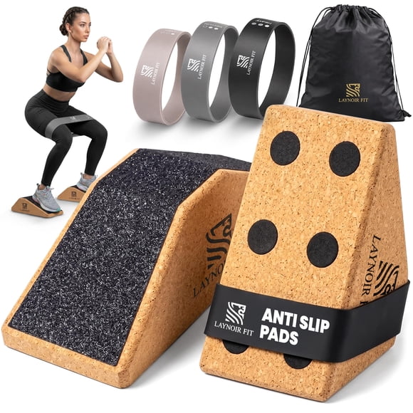 Bloque en cuña para sentadillas LAYNOIR FIT 20° y 40° – Set de corcho