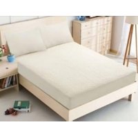 Genérico - Cubrecolchón Acolchado King + 2 Fundas De Cojín - Crema