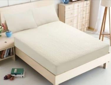 Genérico - Cubrecolchón Acolchado King + 2 Fundas De Cojín - Crema