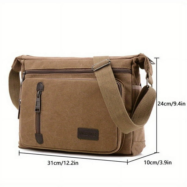 1pc Men's Crossbody Messenger Bag Canvas Bag With Upgrade Thickened Canvas Material Messenger Bag Singel Shoulder Large Capacity Bag Large Capacity Multi-Pocket