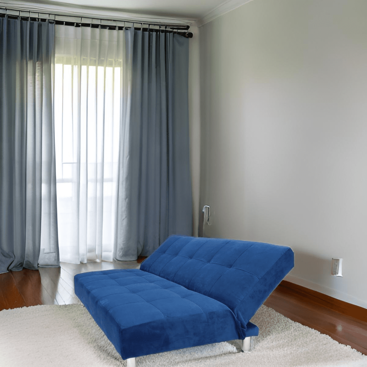 Muebles New - Sofa Cama New Azul Felpa
