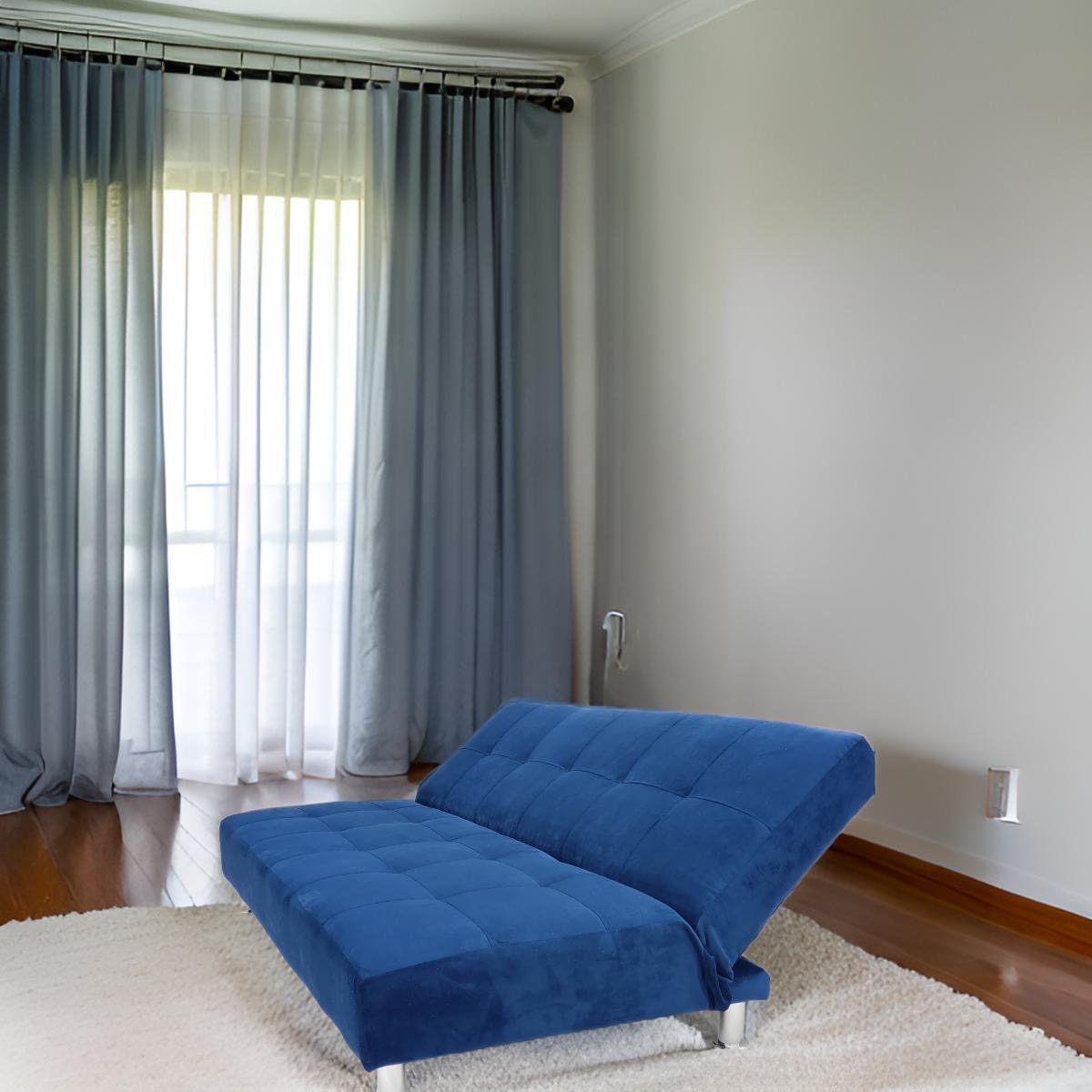 Muebles New - Sofa Cama New Azul Felpa