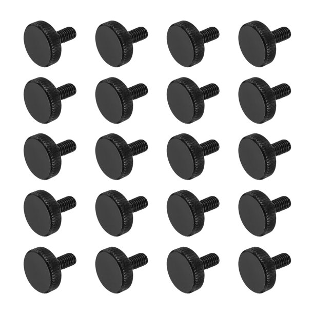 Tornillos de pulgar moleteados Uxcell M5x6mm, tornillos de pulgar de cabeza plana de acero negro, pernos de cabeza moleteada métrica con perillas de agarre, 15 piezas