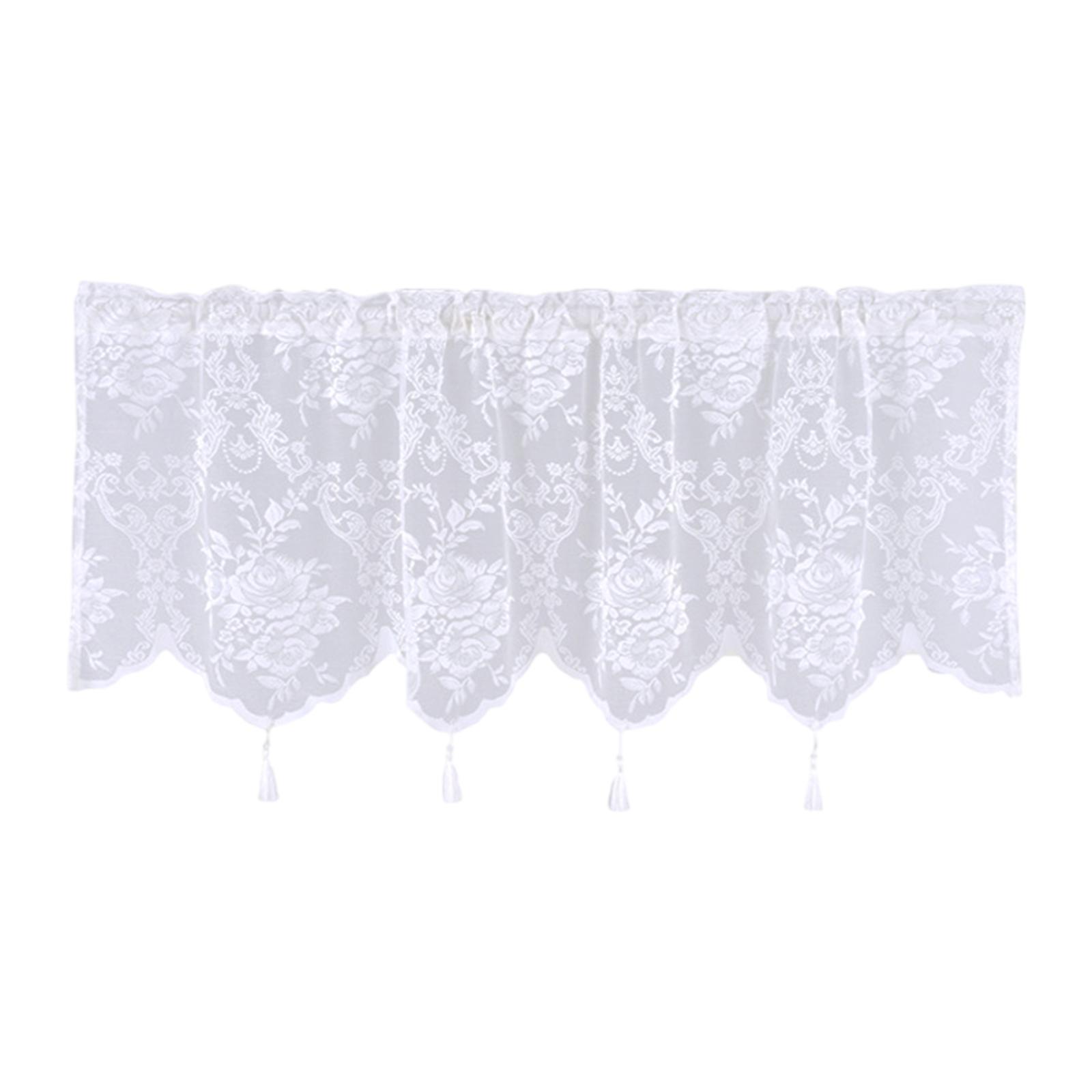 Magideal - Cenefa De Cortina Para Ventana, Aislante Térmico, Oscurecedor, Con Bolsillo Para Varilla, Para Habitación Infantil, Dormitorio, Estilo Rústico, Baño. W Blancas