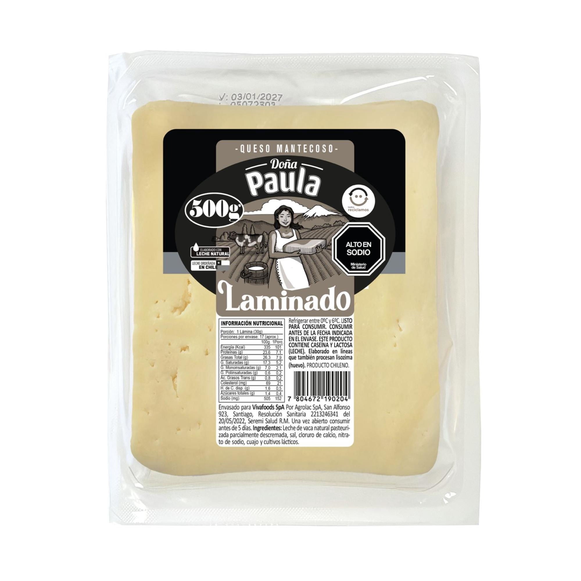Queso Mantecoso Laminado 500 g Doña Paula