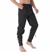Pantalones Bedjimi Medieval Viking Pirate Cosplay Para Hombre, Color Negro