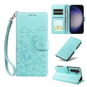 Funda Billetera Foxdock Compatible Con Samsung Galaxy S23 Fe, Diseño Perrito Tierno, Ranuras Para Tarjetas Y Soporte Plegable