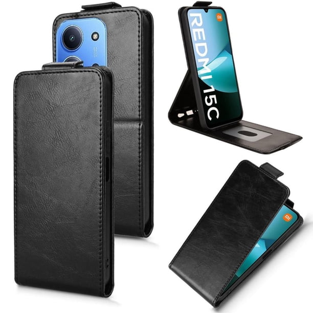 Funda tipo folio para Xiaomi Redmi 15C 173mm con soporte magnético y protección para la cámara Negro
