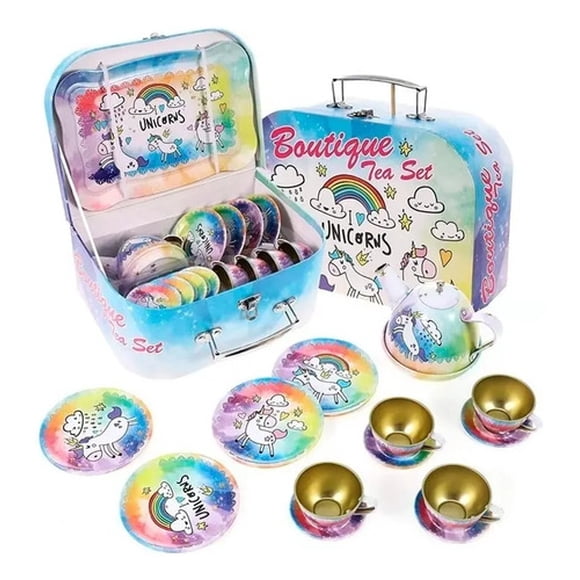 Set De Tacitas Unicornio Con Maleta 14 Pcs Juego De Té Niñas