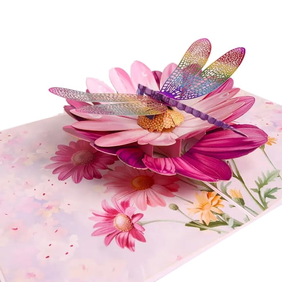 Joyvine Tarjeta de Felicitación 3D Emergente con Libélula y Flores