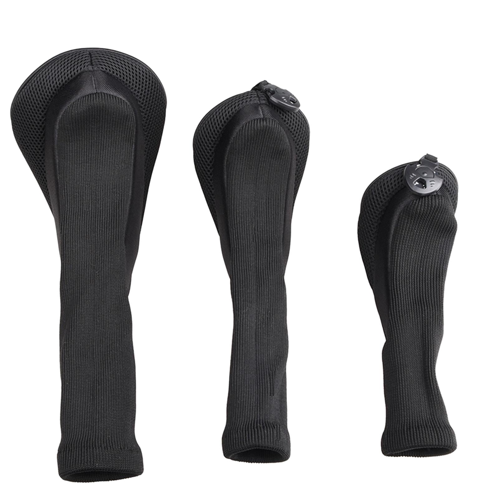 Ioensy - Juego De 3 Unidades De Fundas Para Cabeza De Palo De Golf, Juego De Fundas Para Cabeza De Palo De Golf, Malla De Cuello Largo, Color Negro