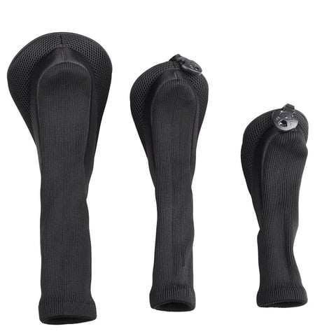 Ioensy - Juego De 3 Unidades De Fundas Para Cabeza De Palo De Golf, Juego De Fundas Para Cabeza De Palo De Golf, Malla De Cuello Largo, Color Negro