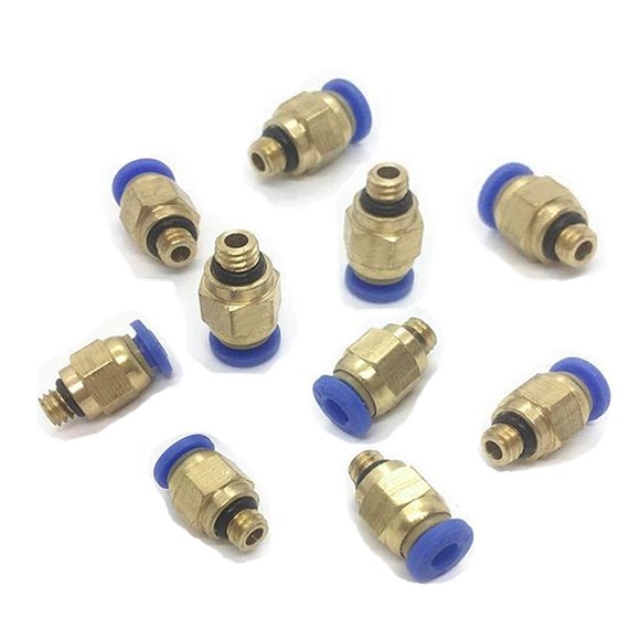 Acople recto YF PC4-M6 de rosca 4 mm, 10 uds, para impresora 3D