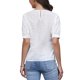 thumbnail image 3 of INSPIRE CHIC Tops de verano para mujer con mangas cortas abullonadas, cuello redondo, camisas con diseño calado, túnicas sueltas XS Blanco, 3 of 6