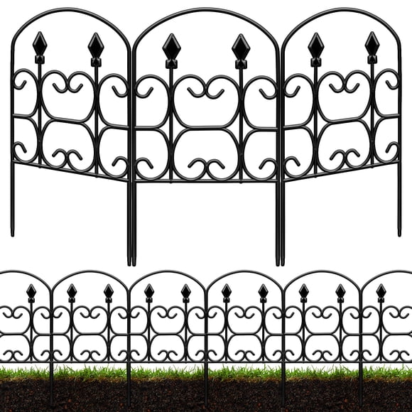 Cerca de Jardín QIAOKAIYAN Pack de 19 Paneles 61 cm Negro Metálico