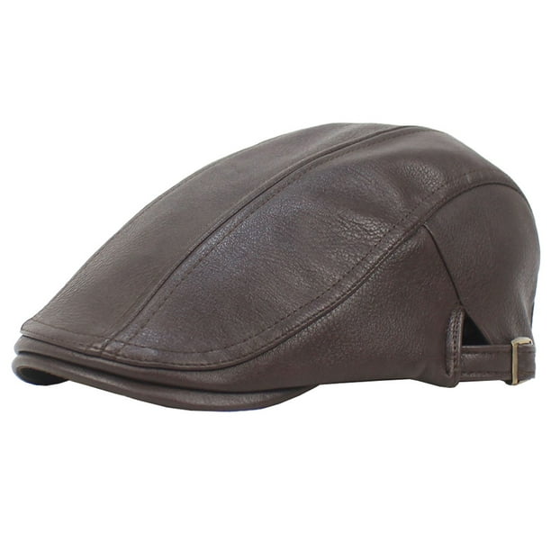 Sombreros para hombre, gorra plana de cuero color hiedra, sombrero de taxista para conducir