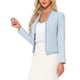 thumbnail image 4 of INSPIRE CHIC Blazer de Tweed a Cuadros para Mujeres Regreso a Clases Manga Larga Abierto al Frente Chaqueta de Oficina S Azul, 4 of 6