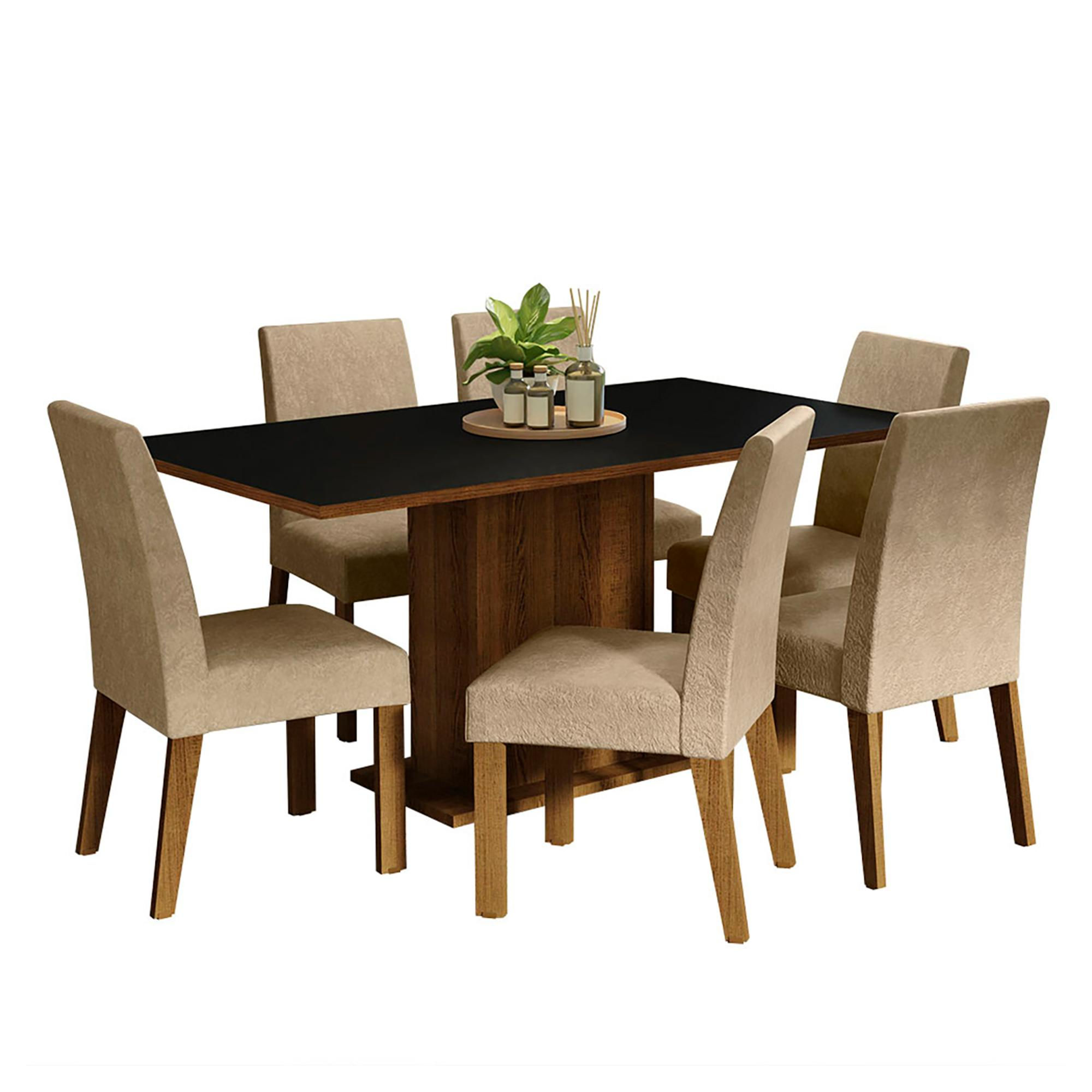 Vekka Home - Juego Comedor Suecia Fiore 6 Sillas Café