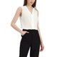 thumbnail image 4 of INSPIRE CHIC Blusas de Oficina sin Mangas con Pliegues en el Frente y Cuello en V para Mujer L Blanco, 4 of 6