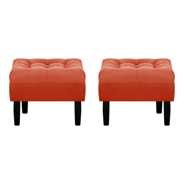 Set Pouf Wood 1c Felpa 00 Naranjo
