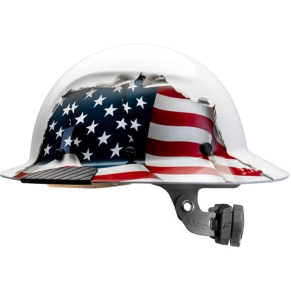 Hard Hat Lift Safety DAX con diseño de bandera estadounidense de ala completa
