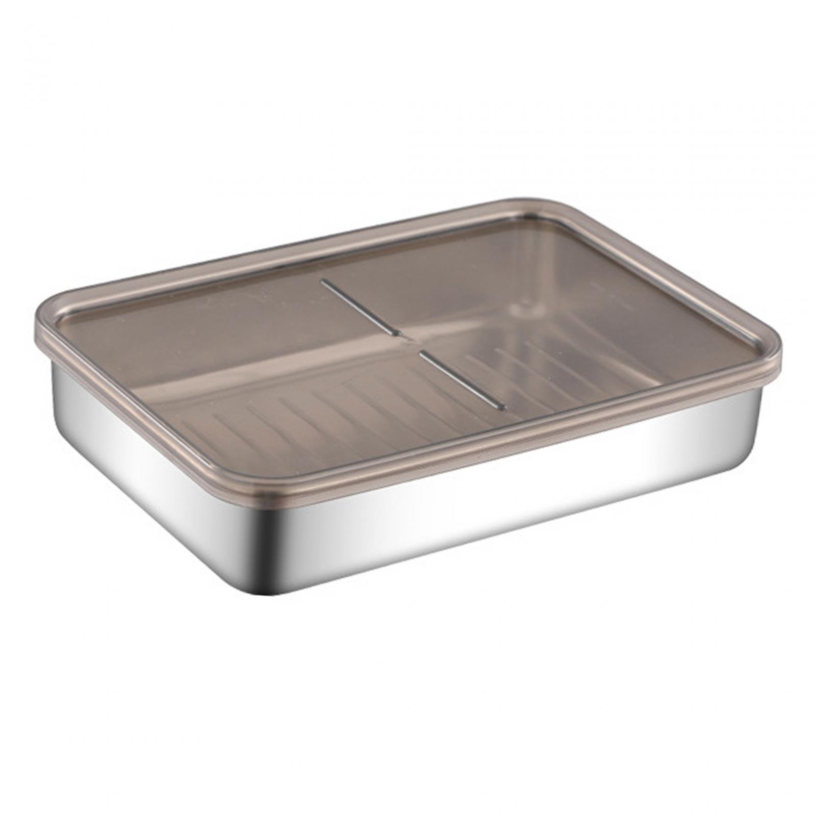 Bothyi - Contenedor De Almacenamiento De Alimentos De Acero Inoxidable Caja De Pan Para Picnic, Oficina, Viaje 19.7Cmx14Cmx4Cm