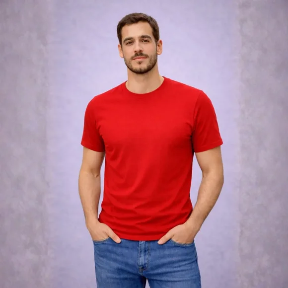 POLERA DE HOMBRE MANGA CORTA ALGODÓN PREMIUM ROJO XL