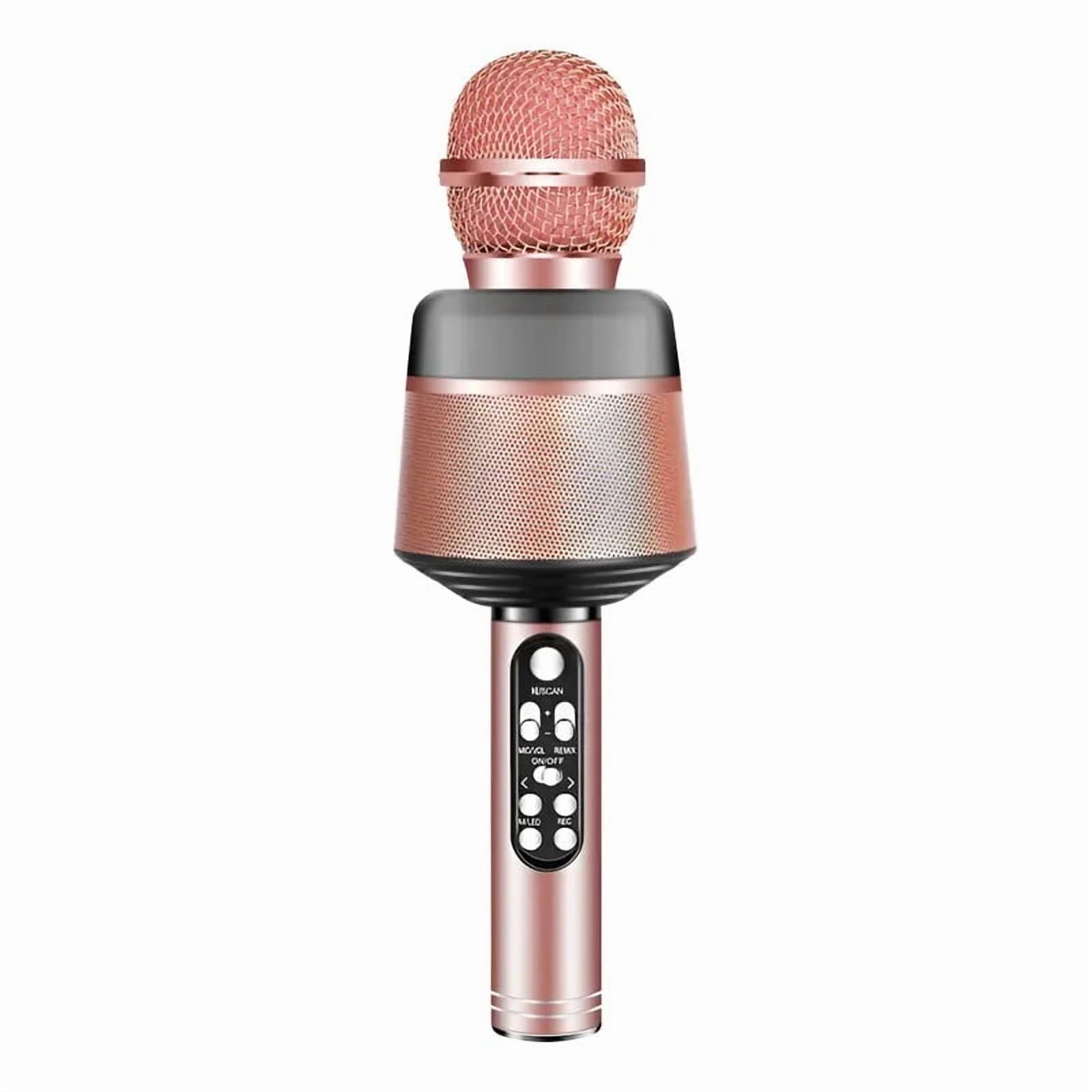 Genérica - Micrófono Inalámbrico Bluetooth Karaoke Led, Oro Rosa